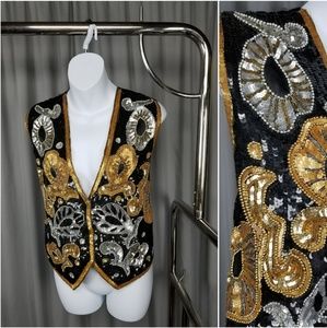 Gold & Silver Sequined Beaded Vest